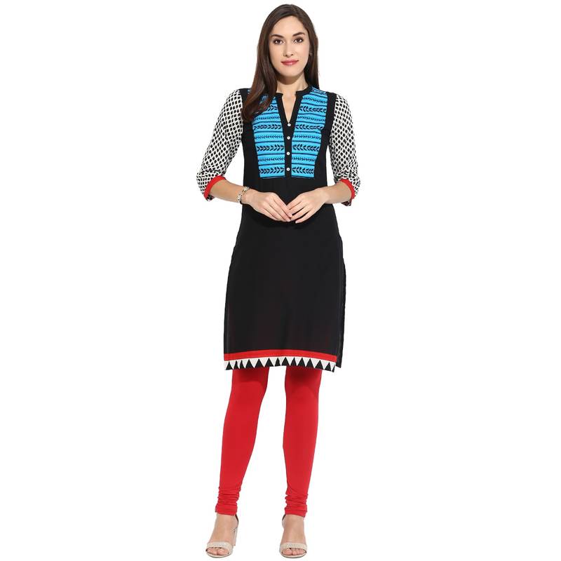 Blue thread_work Cotton stitched kurti