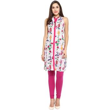 Pink floral_print Cotton stitched kurti 1