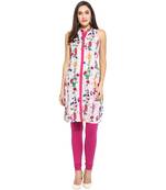 Pink floral_print Cotton stitched kurti