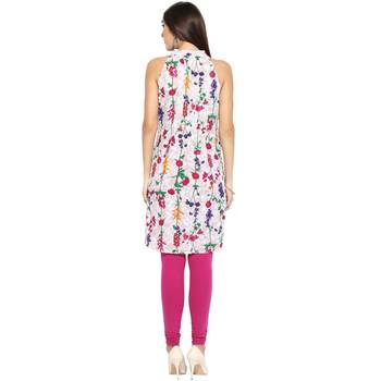 Pink floral_print Cotton stitched kurti 2