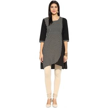 Black abstract_print Cotton stitched kurti 5