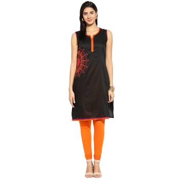 Black thread_work cotton_poly stitched kurti 1