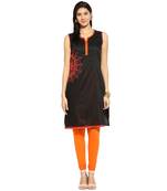 Black thread_work cotton_poly stitched kurti