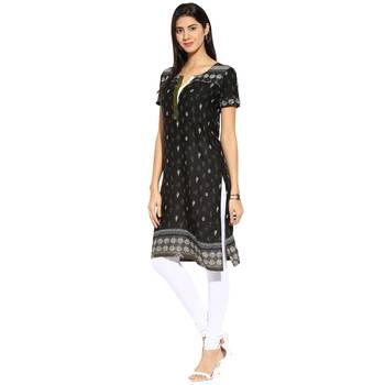 Black abstract_print cotton stitched kurti 3
