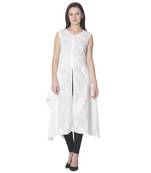 White printed cotton stitched kurtas-and-kurtis