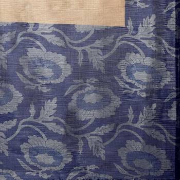 Beige plain semi  tussar silk saree with blouse 5