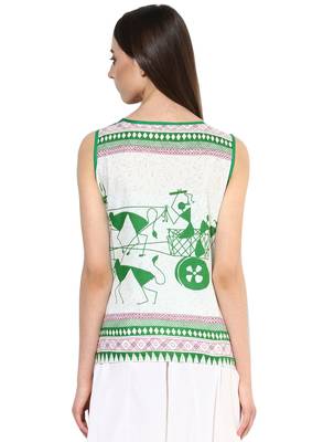 white Cotton printed stitched tops 3