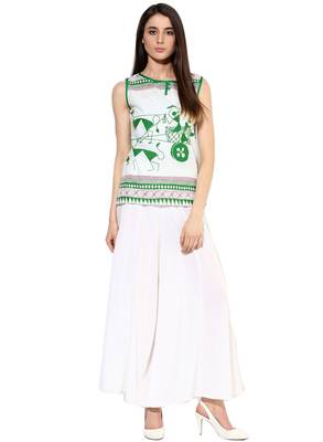 white Cotton printed stitched tops 4