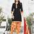 Black printed Cotton unstitched salwar with dupatta