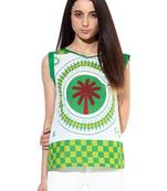 white Cotton printed stitched tops