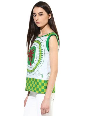 white Cotton printed stitched tops 2