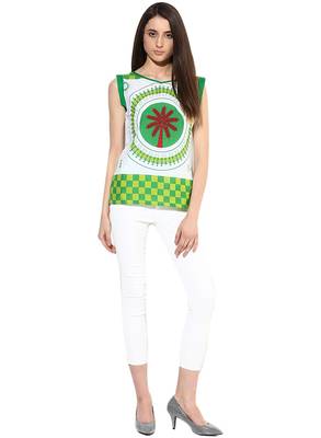 white Cotton printed stitched tops 4
