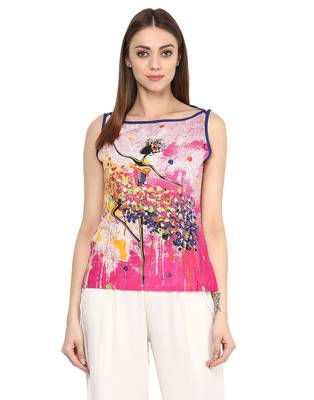pink Cotton printed stitched tops 1