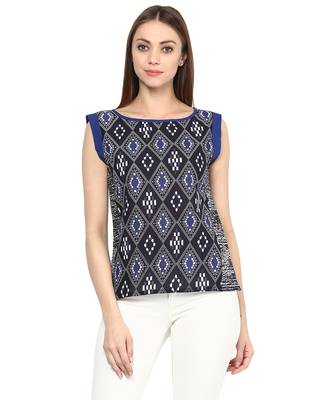 black Cotton printed stitched tops 1