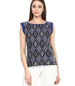 black Cotton printed stitched tops