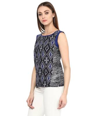 black Cotton printed stitched tops 2