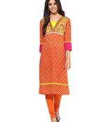 Jaipur Kurti Pure Cotton Printed 3/4th Sleeves Multi Kurti