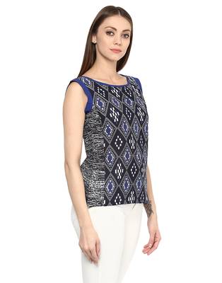 black Cotton printed stitched tops 4