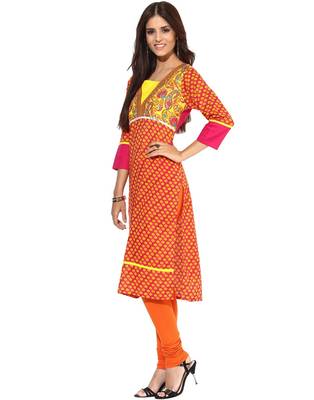 Jaipur Kurti Pure Cotton Printed 3/4th Sleeves Multi Kurti 2