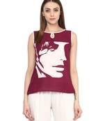 maroon Cotton printed stitched tops