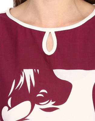 maroon Cotton printed stitched tops 5