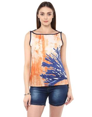 white Cotton printed stitched tops 1
