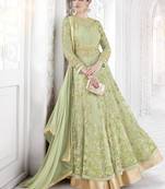 Light Green Embroidered Net Salwar With Dupatta