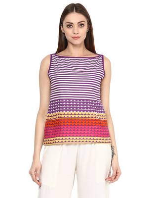 purple Cotton printed stitched tops 1
