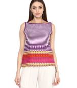 purple Cotton printed stitched tops