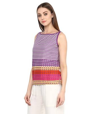 purple Cotton printed stitched tops 2