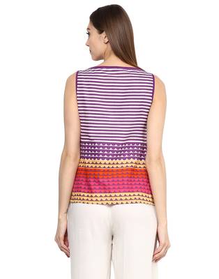 purple Cotton printed stitched tops 3