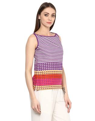 purple Cotton printed stitched tops 4