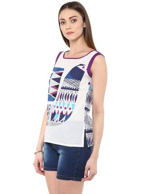 white Cotton printed stitched tops 2