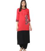 Jaipur Kurti Rayon Peach Embroidered Kurta