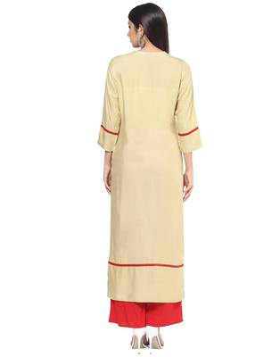Jaipur Kurti Rayon Cream Embroidered Kurta 3