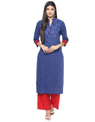 Jaipur Kurti Rayon Blue Embroidered Kurta 1