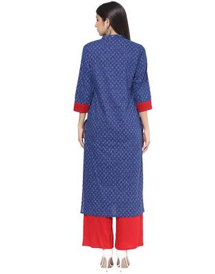 Jaipur Kurti Rayon Blue Embroidered Kurta 3