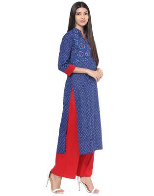 Jaipur Kurti Rayon Blue Embroidered Kurta 4