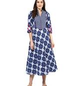 Jaipur Kurti Cotton Indigo Floral Print Kurta