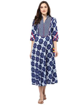 Jaipur Kurti Cotton Indigo Floral Print Kurta 2