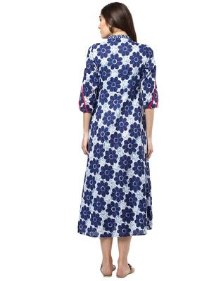 Jaipur Kurti Cotton Indigo Floral Print Kurta 3