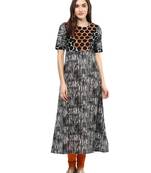 Jaipur Kurti Cotton Black Embroidered Kurta