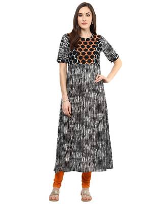 Jaipur Kurti Cotton Black Embroidered Kurta 2