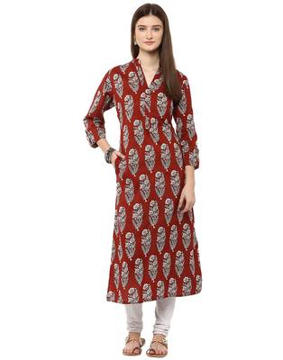 Jaipur Kurti Cotton Brown Floral Print Kurta 2