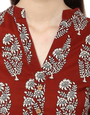 Jaipur Kurti Cotton Brown Floral Print Kurta 5