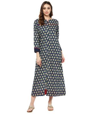 Jaipur Kurti Cotton Blue Block Print Kurta 1