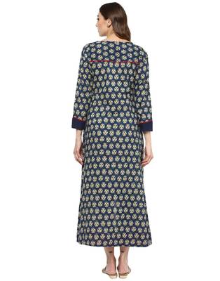 Jaipur Kurti Cotton Blue Block Print Kurta 3