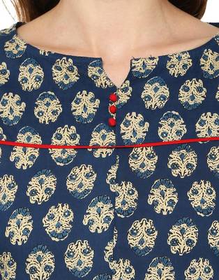 Jaipur Kurti Cotton Blue Block Print Kurta 5