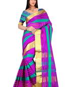Multicolor printed cotton silk saree with blouse
