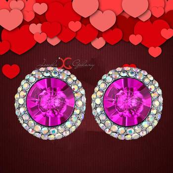 Pink cubic zirconia earrings 2